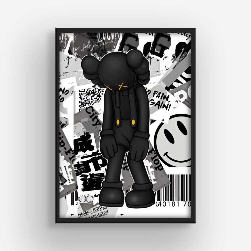 Black and White Kaws Poster sold by Remedial Attitude